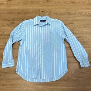 Ralph Lauren Men's Stripe Button Down Shirt Size 16.5 Blue White Classic Fit